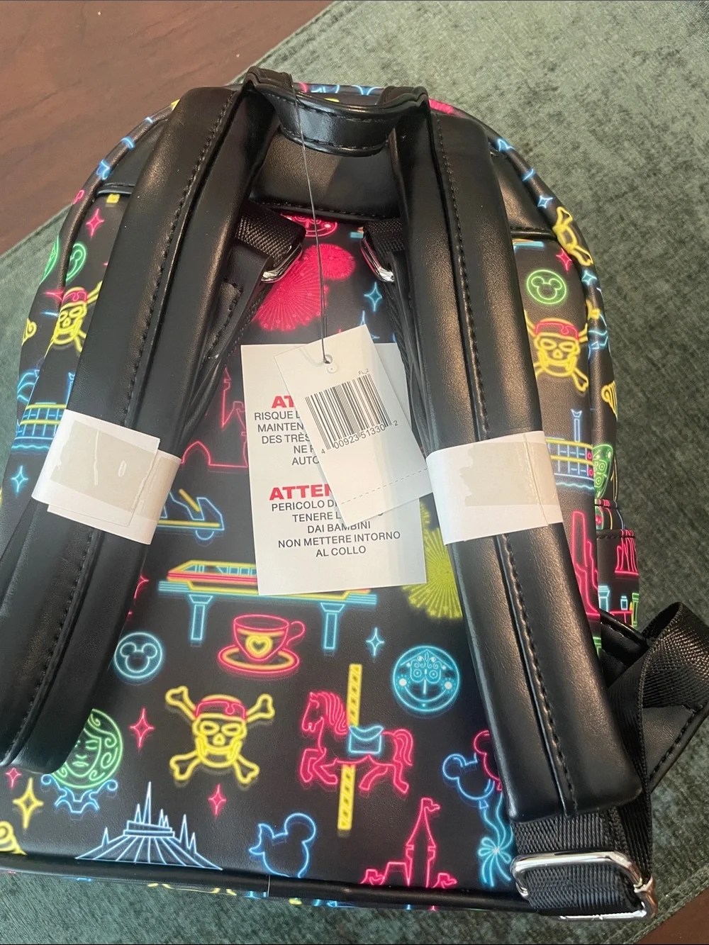 Disney Parks Neon Attraction Icons Mini Loungefly Backpack